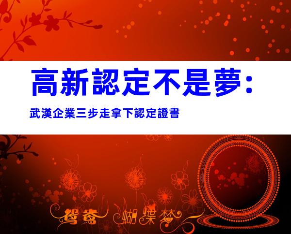 高新認定不是夢:武漢企業三步走拿下認定證書
