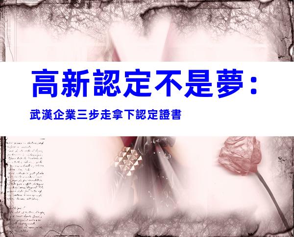 高新認定不是夢：武漢企業三步走拿下認定證書